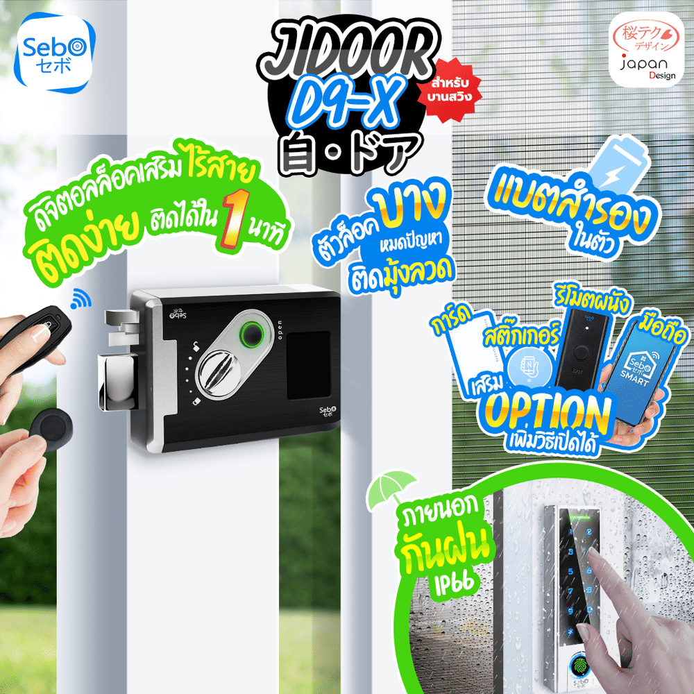 กลอนประตูสมาร์ทดิจิตอลล็อค SebO JIDOOR D9-X
